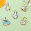 Alloy Animal Ornaments: Cartoon Cute Duck Shape Baking Paint Badge