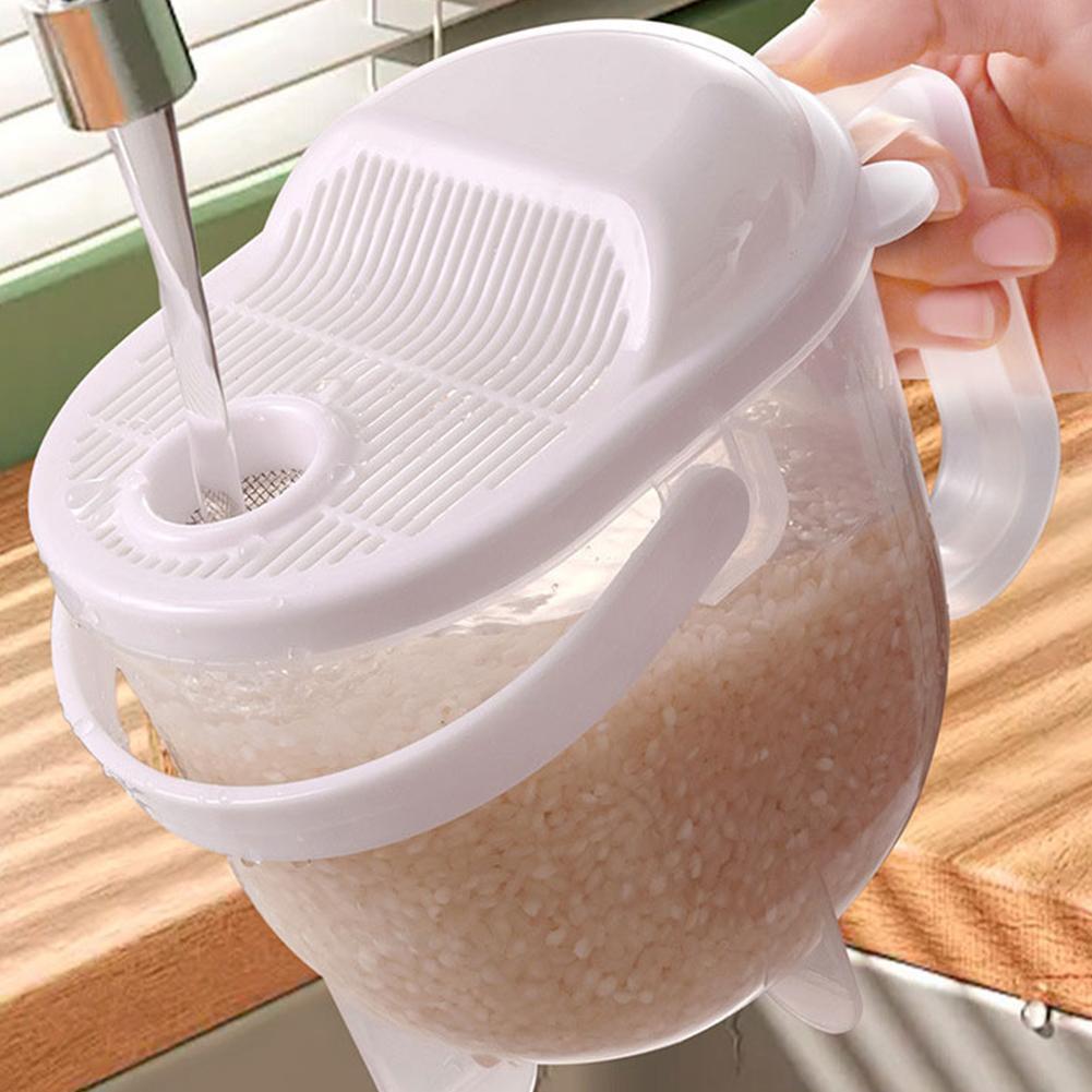 Rice Washer Kitchen Colanders Strainer Bowl With Lid Multifunctional Plastic Washer Rice Washing Kitchen Tools