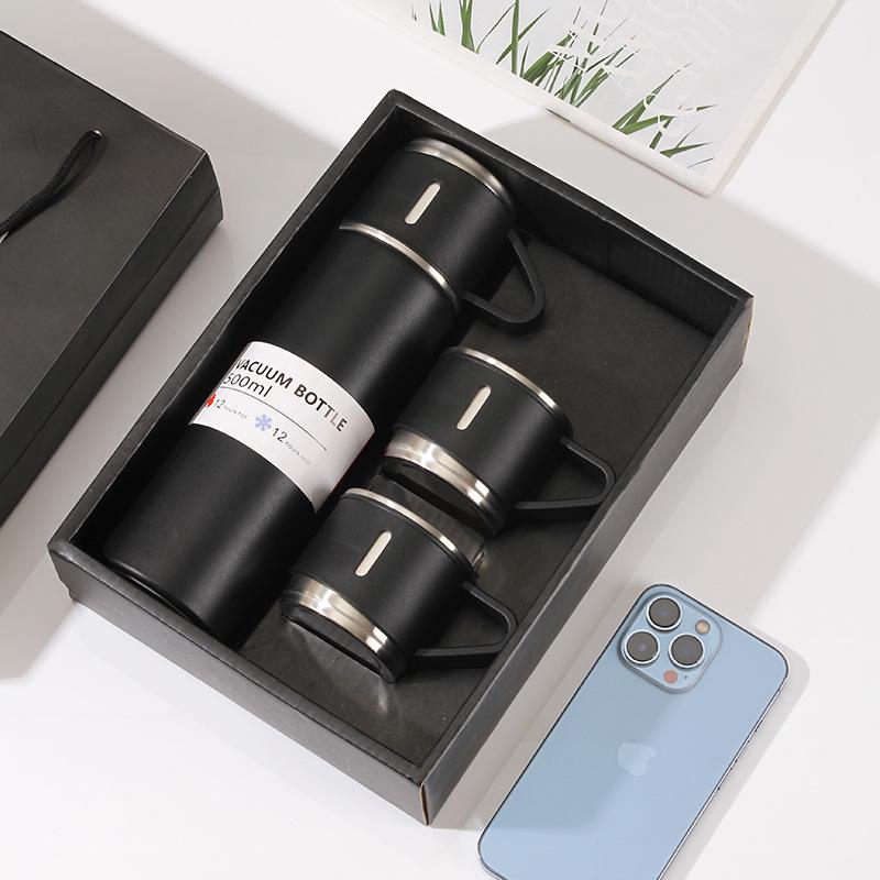 304 Stainless Steel Insulated Travel Cup Set with Three Lids - Perfect Business Gift for Men and Women