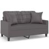 Vidaxl 2-Seater Sofa With Cushions, Gray, 120 Cm, Faux Leather