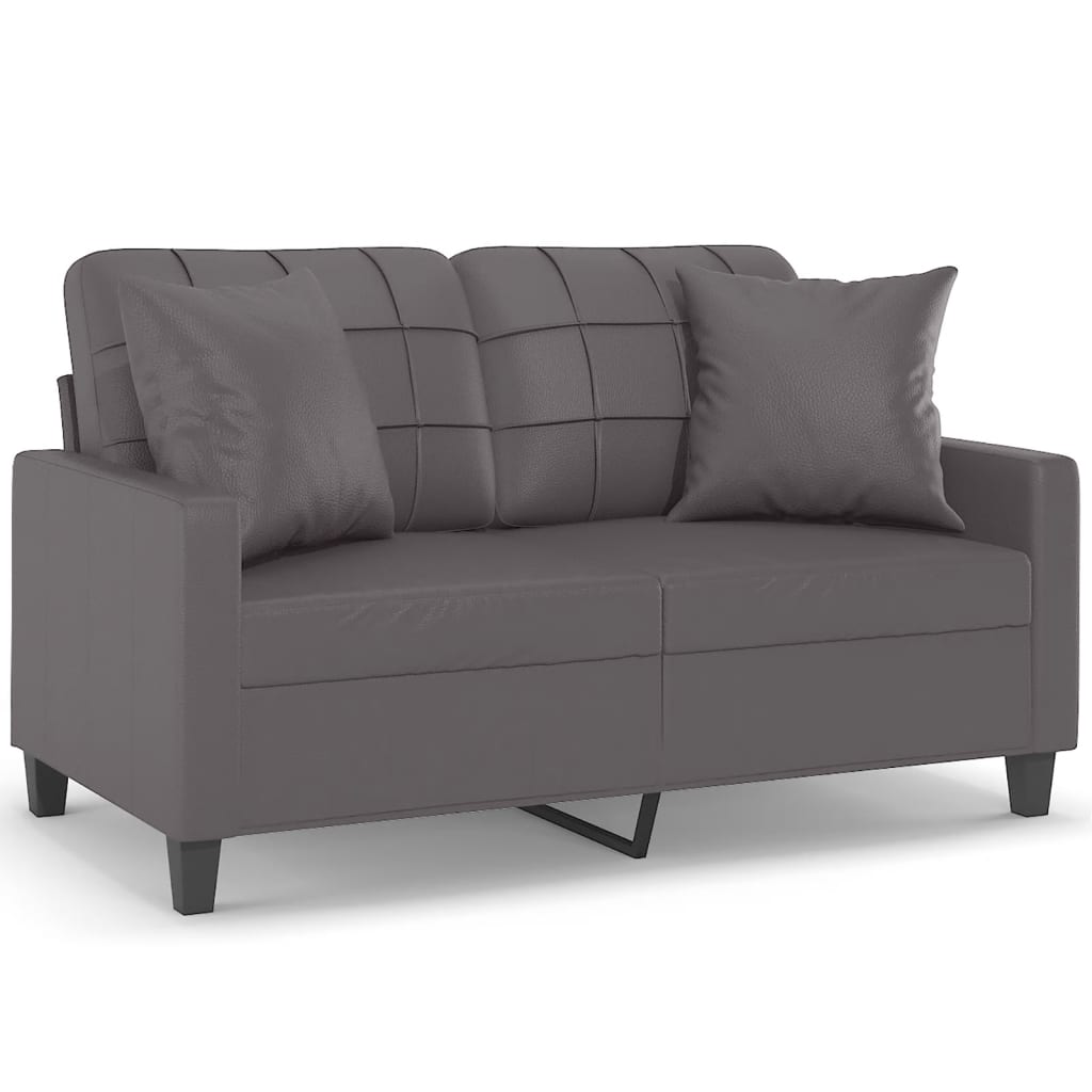 Vidaxl 2-Seater Sofa With Cushions, Gray, 120 Cm, Faux Leather