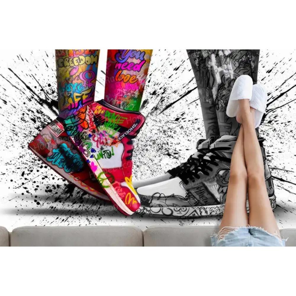 Round Bath Entry Rug Anti-Slip Graffiti Carpet Shoe Design Colorful Floor Mat Personalized Gift for Home Bedroom Decor