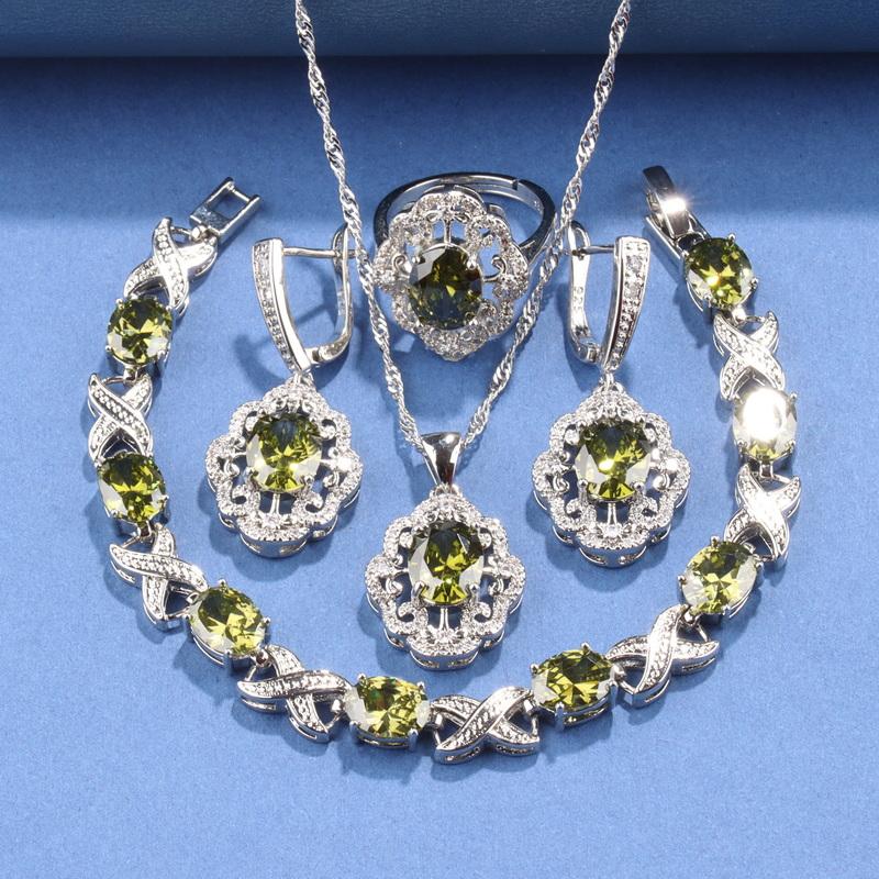 Feiner Schmuck    Originales Hochzeitsaccessoire Top Zirkon Damen Halskette Ohrringe Armband Ring Elegante Damen Sets