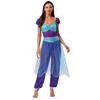 Womens Arab Princess Costume Contrast Color Gem Decor Sequined Tulle Overlay Sleeveless Jumpsuit Belly Dance Romper