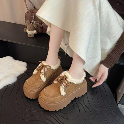 Bawełniane buty platforma muffin podwyższające Birkenstocks dziecięce aksamitne ciepłe okrycie wierzchnie zimowe nowe popularne buty śniegowe