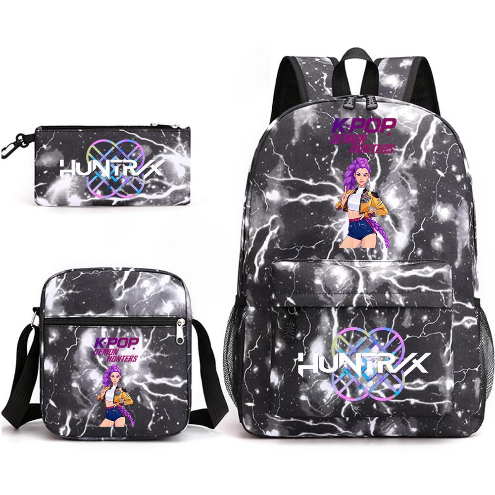 3Pcs/set Cute Cartoon Printed Backpack with Shoulder Bag Pencil Case for Teenager Student Boy Girl School Bag Large Capacity Bookbag Kid Gift