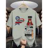 European and American Men's Summer Fashion Letter Graffiti Print Comfortable and Breathable Round Neck T-shirt Outdoor Street To