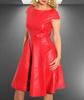 Casual Party Formal Red Stylish Women's Genuine Lambskin Leather Dress Handmade