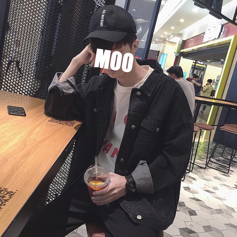 Herren Loose Washed Denim Motorradjacke im Hongkong-Stil - Herbst Neu Koreanischer Studenten-Top