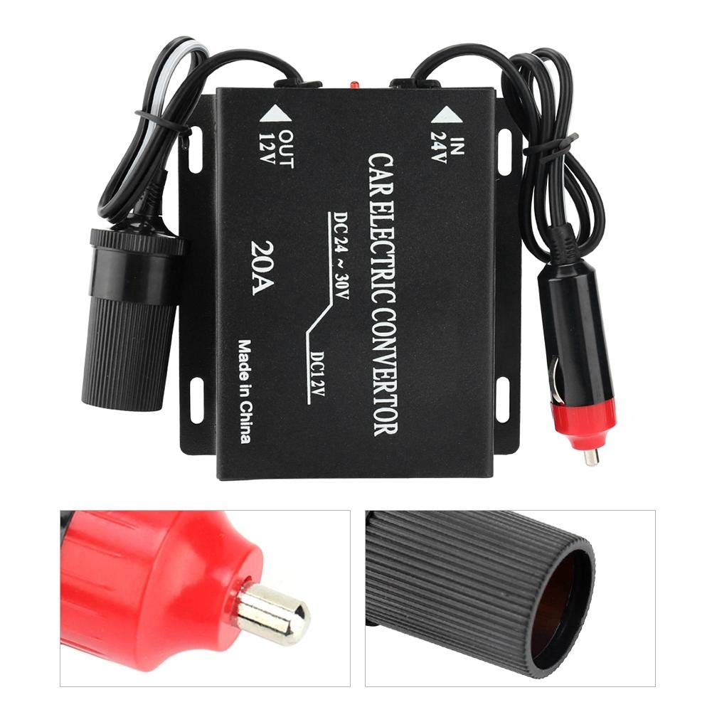 20A Car Power Converter Drop Transformer DC 24V to Power Converter Cigarette Lighter
