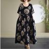 Kortärmad Plus size bomull vintage blommig ny i klänningar för kvinnor avslappnad lös lång sommarklänning