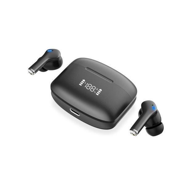 Auriculares inalámbricos - Ksix - Cancelación de ruido - Negro - USB-C - Alcance 10 m