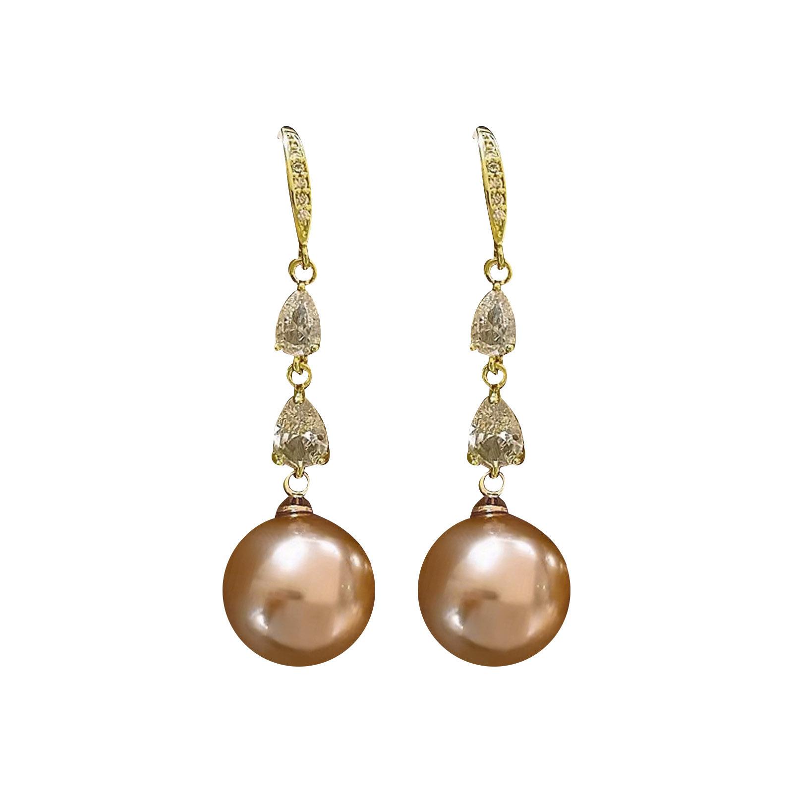 

Pearl Earrings With A High-end French Design And Pendant For Women One Size золотой
