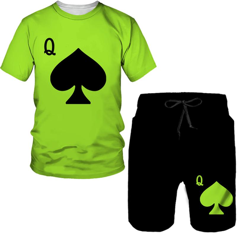 Camisetas/pantalones cortos/traje para hombre, conjuntos de Top y pantalones cortos, camiseta informal de gran tamaño, chándal, traje para pareja, moda de verano