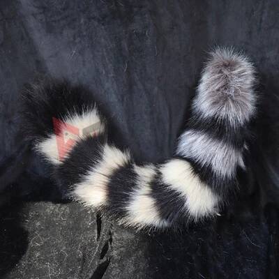 

New Procyon Lotor Cosplay Ears Hairhoop Tail Cosplay Costume Accessories For Party Game Cosplay Halloween Set One Size