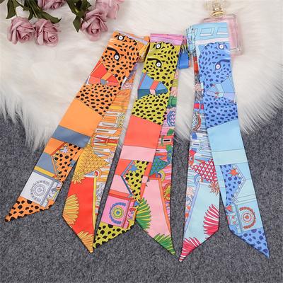 Animal Town New Design Leopard Luxury Skinny Scarf Women Hair Neck Silk Scarf For Ladies Foulard Headband Bag Scarves