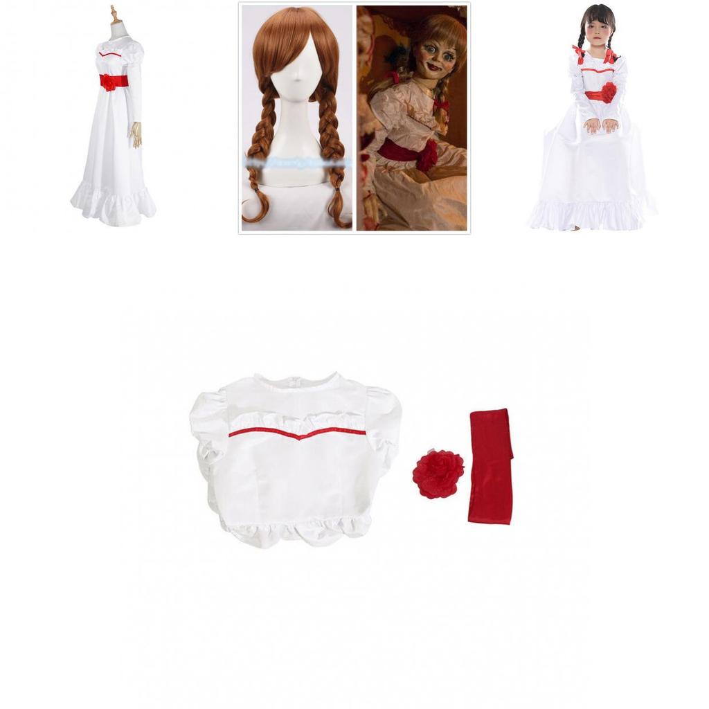 Očarující Annabelle Creation Halloweenská hororová panenka Bílé šaty Pro dívky a dospělé