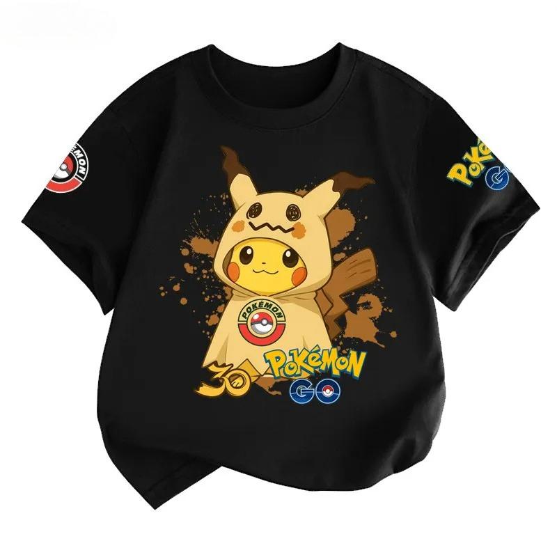 2026 Pok É Mon 30th Anniversary Pikachu Parent Child Short Sleeve Tshirt for Boys and Girls Cotton Y2k Tee Top Summer Retro