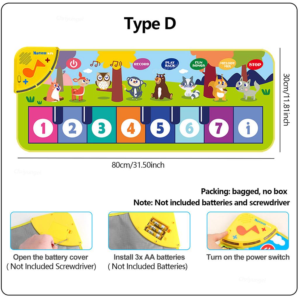 Tappeto per Pianoforte per Bambini Tappeto da Ballo Tappetino Musicale Giocattolo Portatile Gioco da Pavimento Regalo di Compleanno Giocattoli Educativi per Bambini e Bambine Piccoli