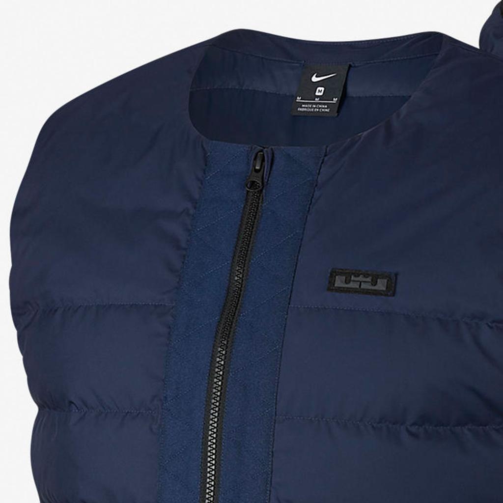 Nike Solid Pattern Logo Windproof Warm Zip-Up Hooded Down Jacket Men Outerwear Blue AH2206-410