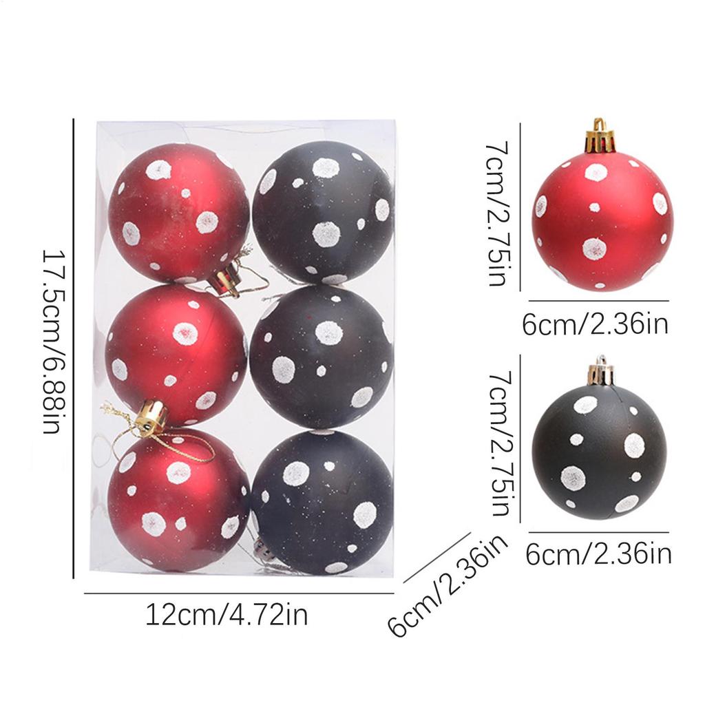 Christmas Balls 6 Pieces Party Pendant 2.36 Inch Shatterproof Ball Christmas Decorations For Winter Holiday Indoor Window Home