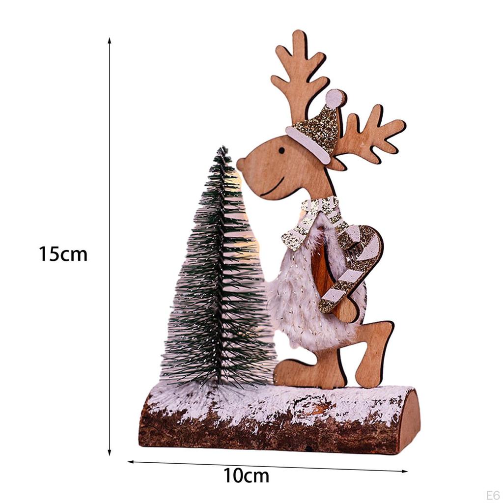 Christmas Table Decoration Wooden Centerpieces Elk Tree Winter Rustic Kitchen