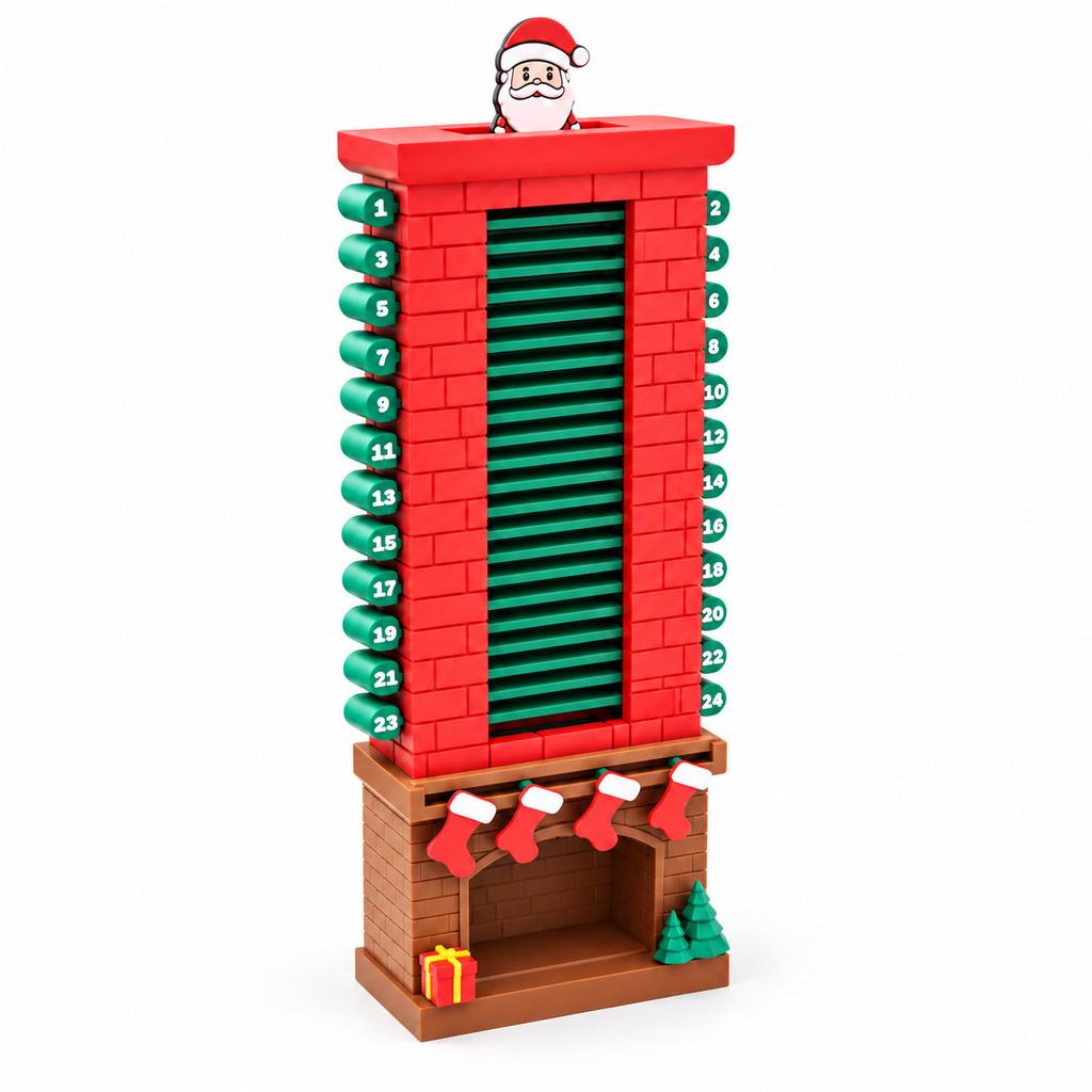 Christmas Countdown Calendar with Santa Claus Chimney Design, 24-Day Holiday Countdown Advent Calendar