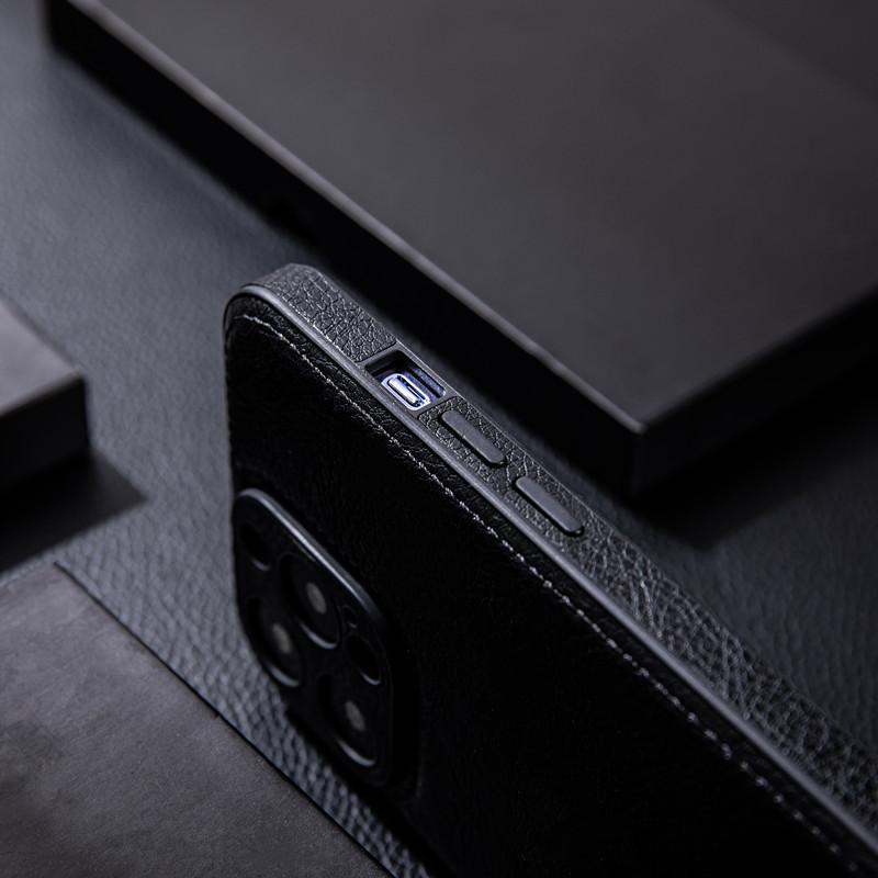High-Grade Leather Case for iPhone 12-15 Pro Max - Premium Feel, Drop-Proof Design, Leather Grain Finish