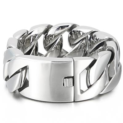 Heavy Metal Výkonný 31MM široký velký tlustý kubánský řetízkový mužský náramek pro muže Masivní pánské šperkové náramky z nerezové oceli