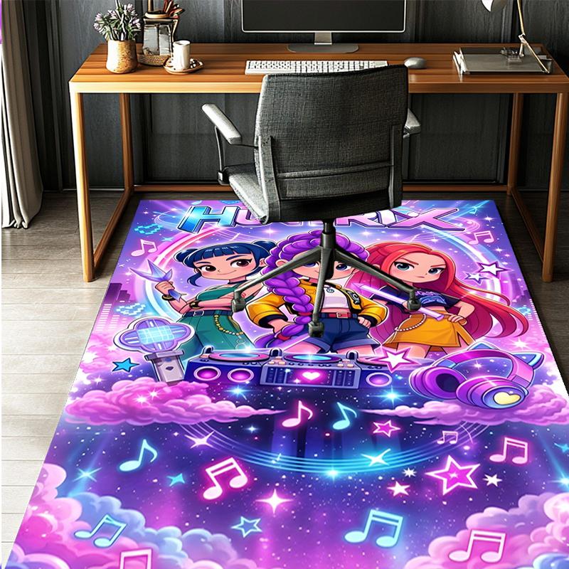 KPop Demon Hunters Pattern Rug, Indoor/Outdoor Mat, for Picnic, Gameroom, Bedroom, Office, Living Room, Home Decor Carpet, Birthday Gift
