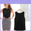 Chic Sleeveless Chiffon Tank Top Elegant Round Neck Pullover For Women