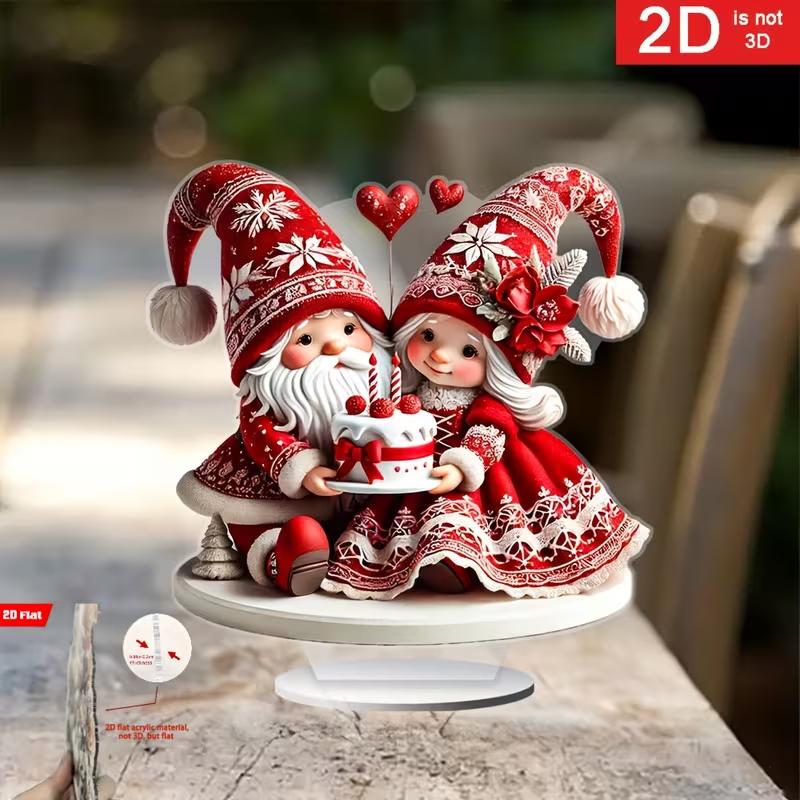 Dwarf Couple Heart-Shaped Cake Ornament Decoration for Romantic Home Valentine's Day Christmas Decor Ideal Couple Gift