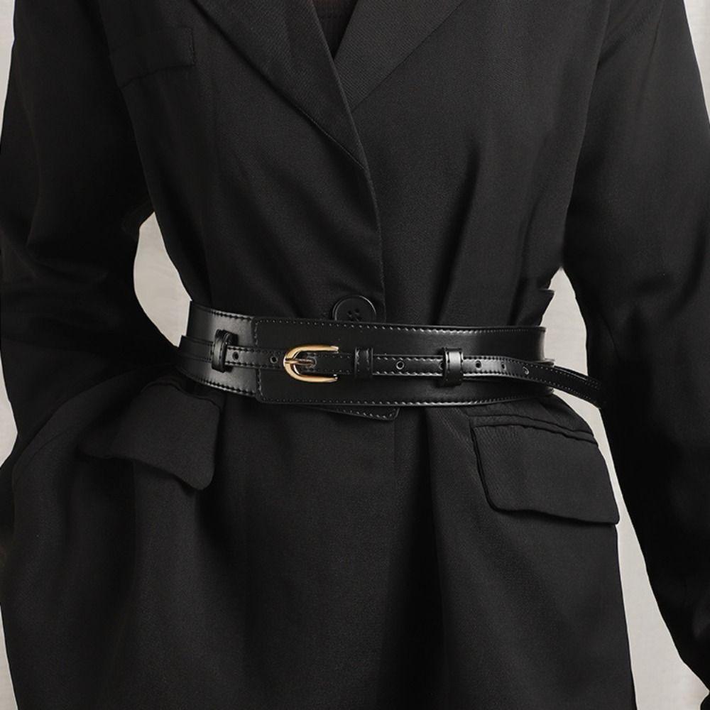 Rivet Wide Cummerbund Belt PU Leather Waistband Simple Waist Corset Belt  Decorative Jeans