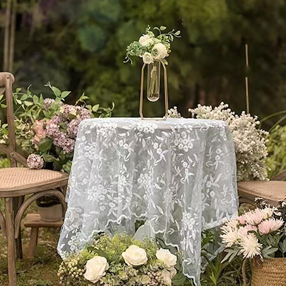 Embroidered Table Cover Organza Table Linen High-end French Lace Tablecloth  Wedding
