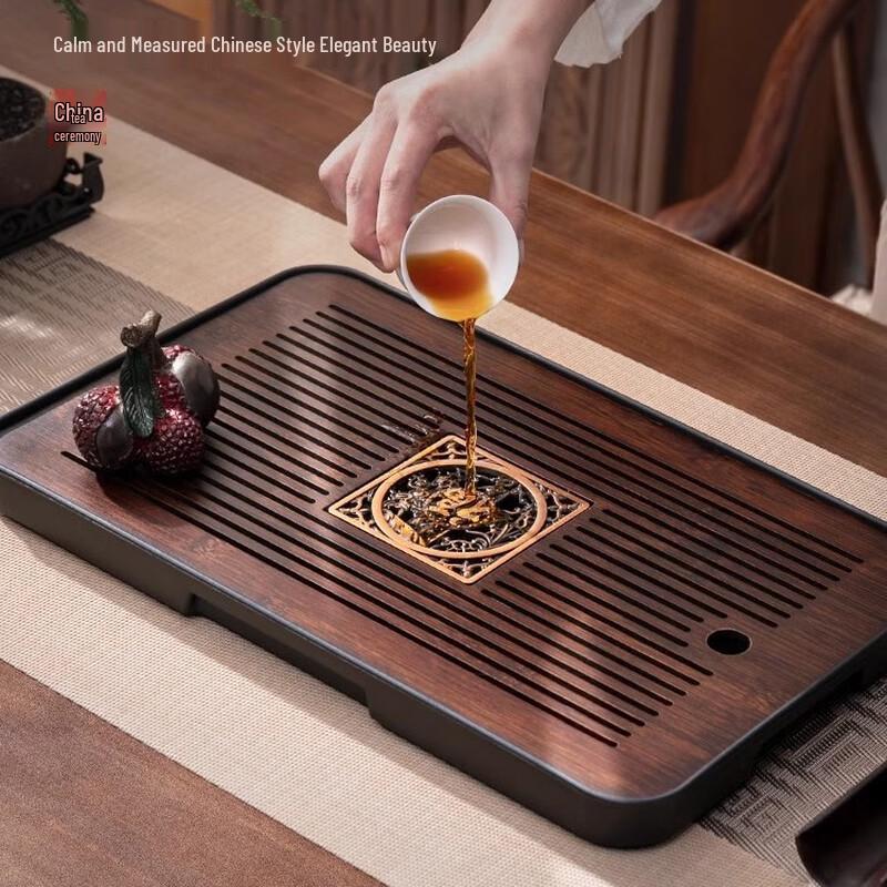 Walnut Wood Kung Fu Tea Tray with Drainage and Storage