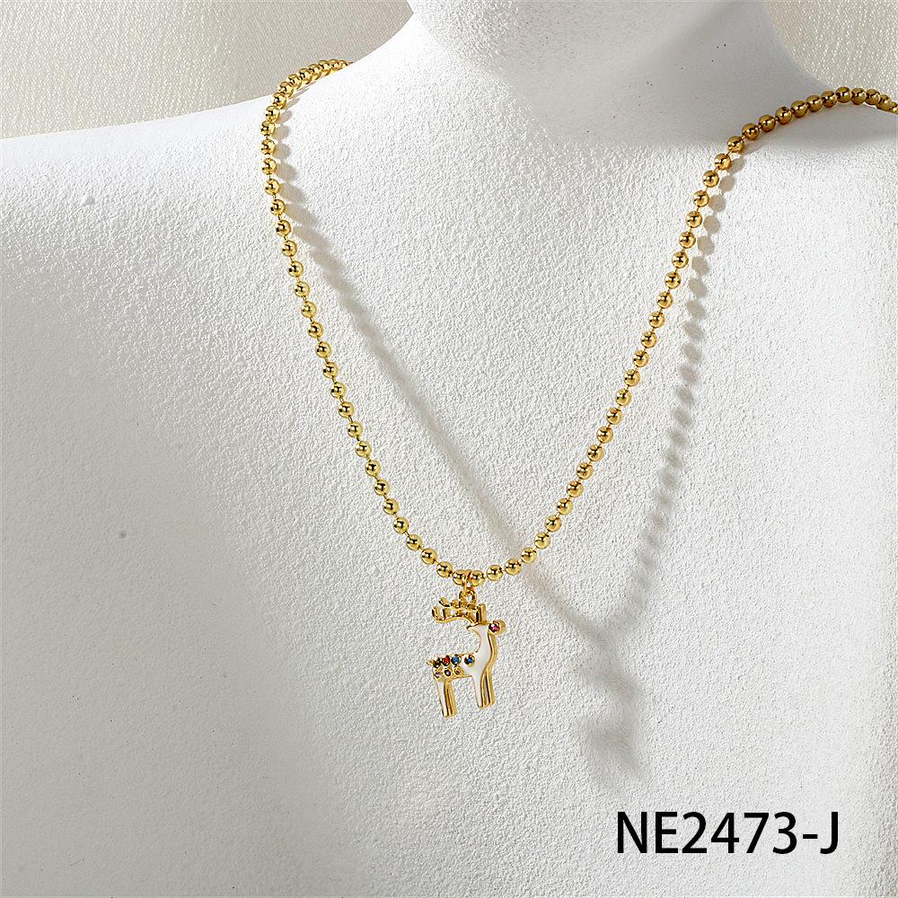 Christmas Cartoon Pendant Necklace: Snowflake, Tree & Reindeer Clavicle Chain