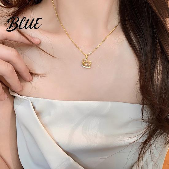 Lightweight Necklace Rocking Horse Pendant Women Charm Cute Exquisite Rhinestone