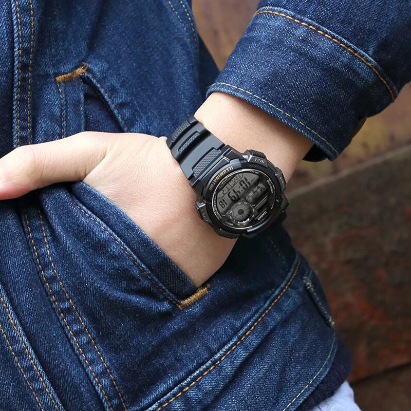 Casio YOUTH series-Disc Digital Display, Classic Retro Fashion, Quartz Movement, Resin Strap, Japanese and Korean Watch, Men's Watch, AE-1000W-1A