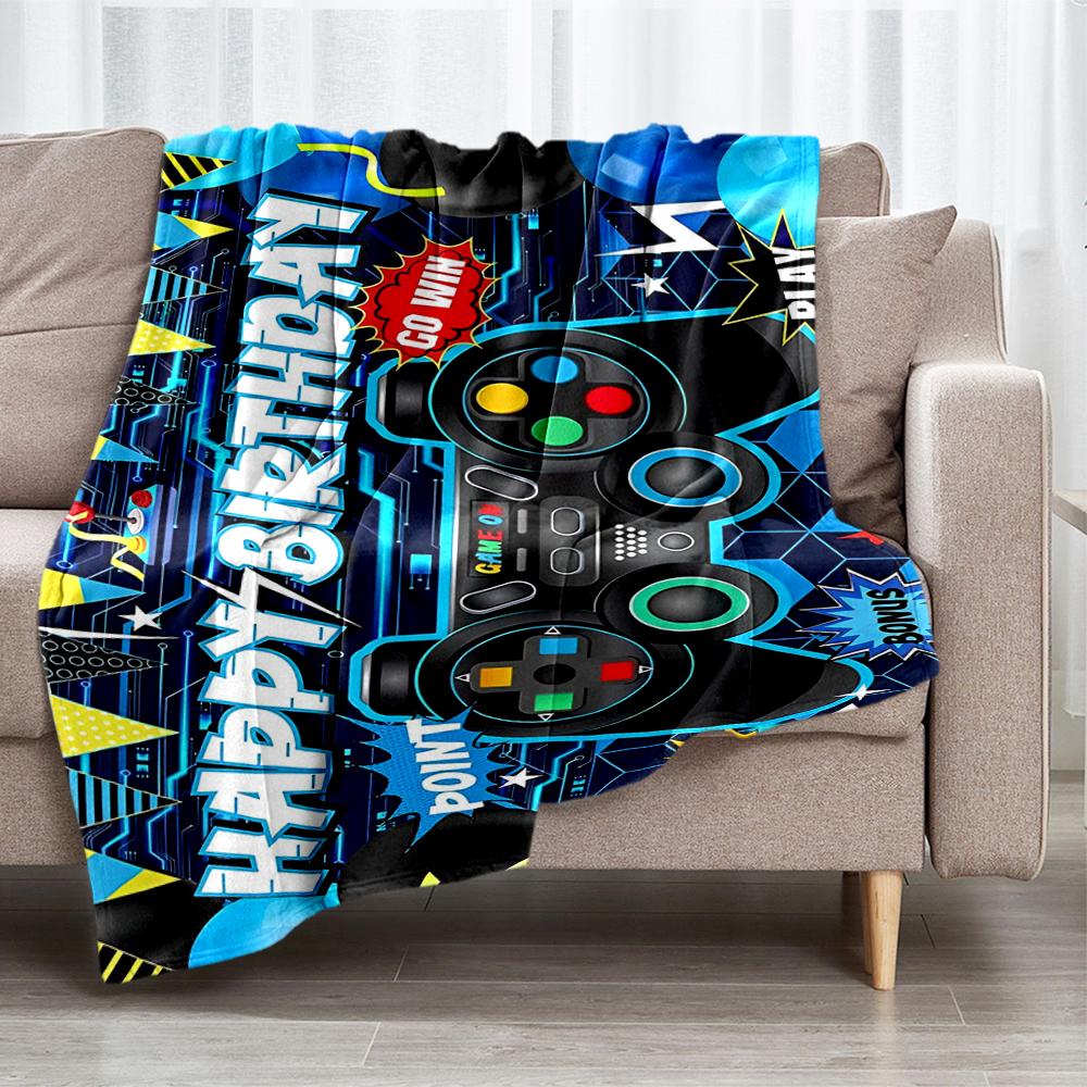 Game Controller Theme Printed Blanket - Perfect for Couch, Bed, Travel & Outdoor Use | Machine Washable, Cozy & Durable.