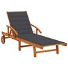 Garden Chaise Longue with Cushion - vidaXL - Solid Acacia Wood