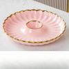 Round Snack Plate with Dip Dish Ceramic Dumpling Plate Phnom Penh Porcelain Tableware Salad Sushi Dish Home Kitchen Supplies