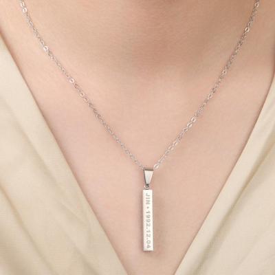 BTS Bulletproof Youth League Titanium Steel Necklace - Vertical Bar & Snake Bone Chain Design