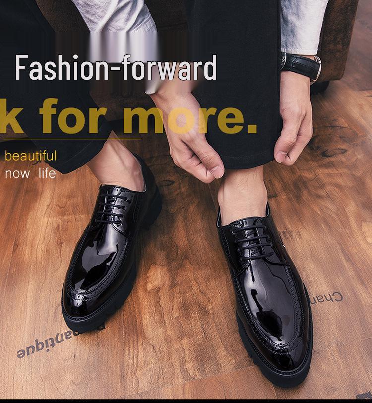 Men's Korean/British Style Leather Shoes: Height-Boosting, Thick Sole for Wedding & Business Casual