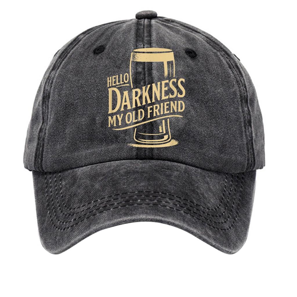 Washed cotton baseball cap with printed distressed soft top denim hat, vintage hat