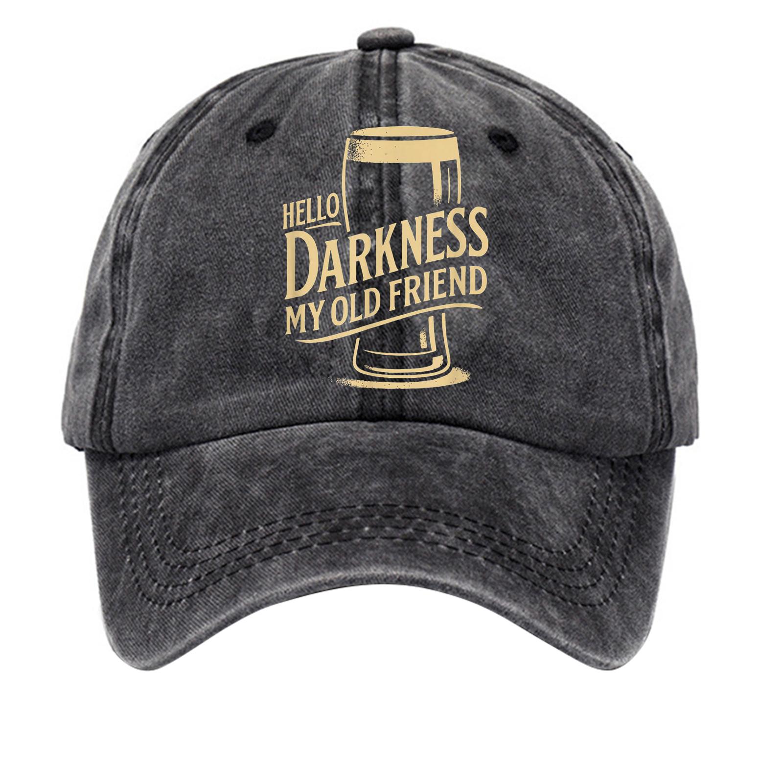

Washed cotton baseball cap with printed distressed soft top denim hat, vintage hat One Size чорний