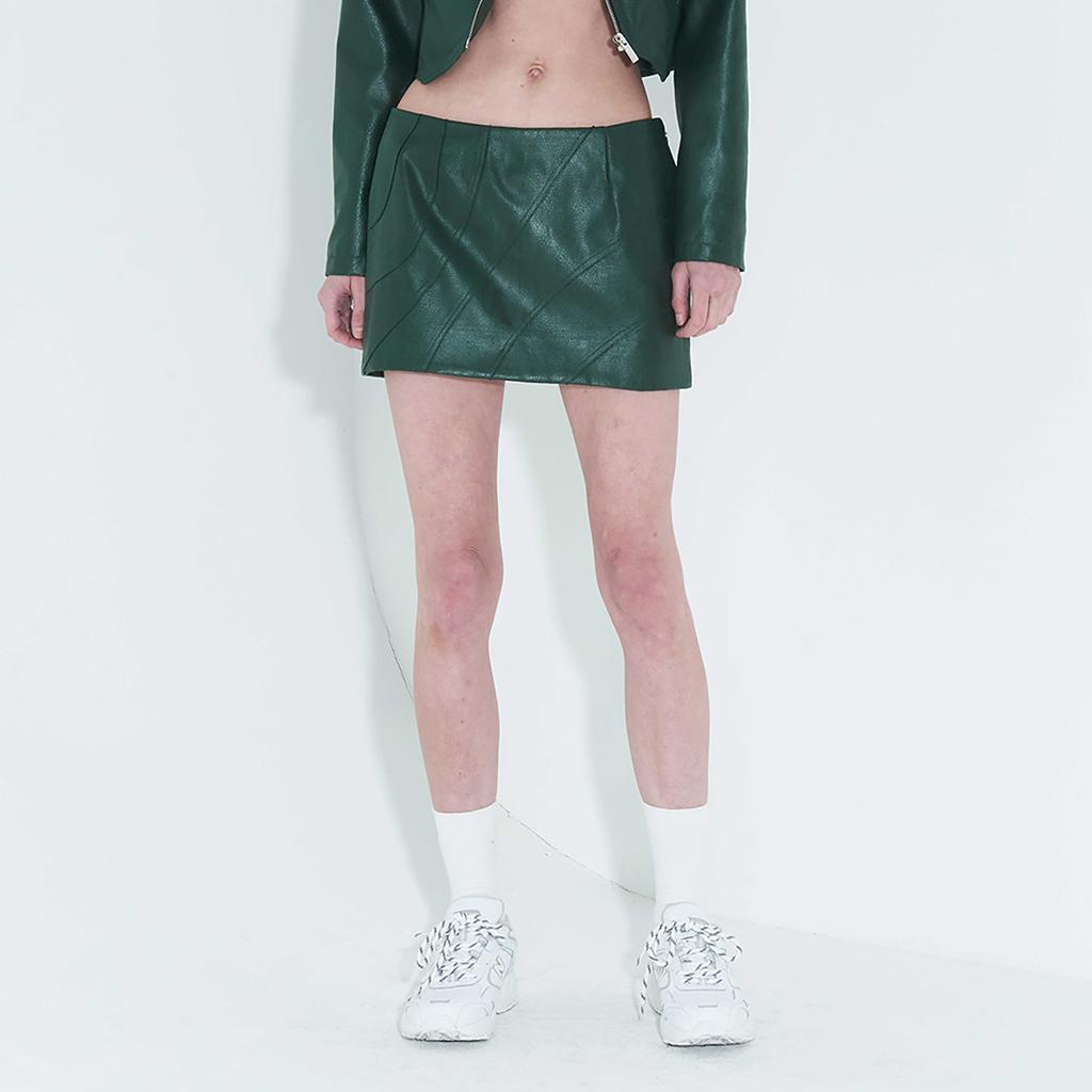 Kimjisu Faux-Leather Low Rise Mini Skirt _ Green