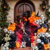156pcs Halloween Balloons Garland Arch Kit Orange Black Silvery Balloons for Halloween Graduation Party Decorations Supplies