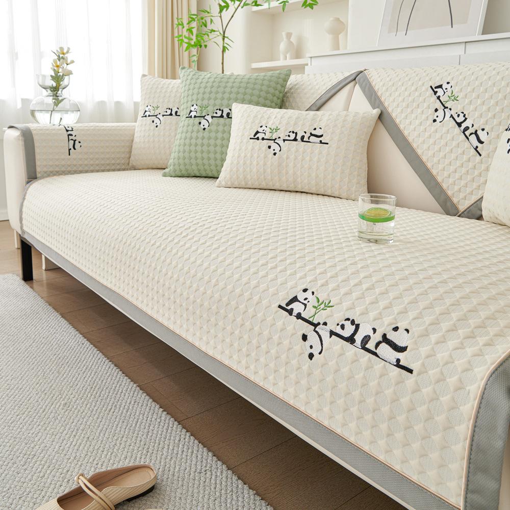 

Панда с бамбуком Чехол для дивана Ледяной шелк Охлаждающий эффект Нескользящий Пыленепроницаемый Подушка для сиденья Защитный чехол для кресла-дивана 70x70cm 1pc покинуть белый