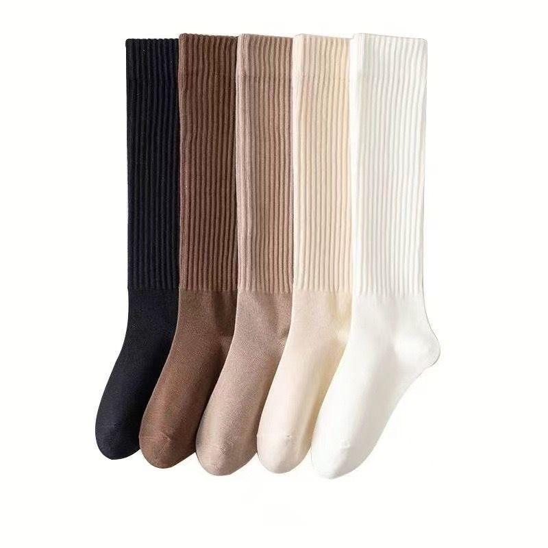 New Women's Stockings Spring Trends Casual Preppy Style Knee High Socks Female High Quality Solid Color Long Socks Comfy
