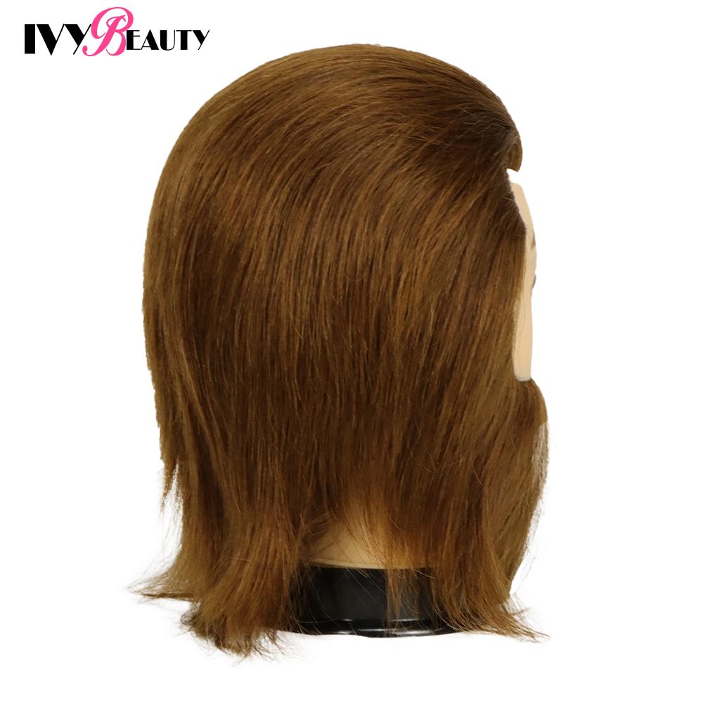 100% Human Hair Mannequin Head Male Barber Hairdresser Manikin Head Training Doll Head For Beauty Hairdresser Practice CuttIing